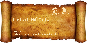 Radnai Mária névjegykártya